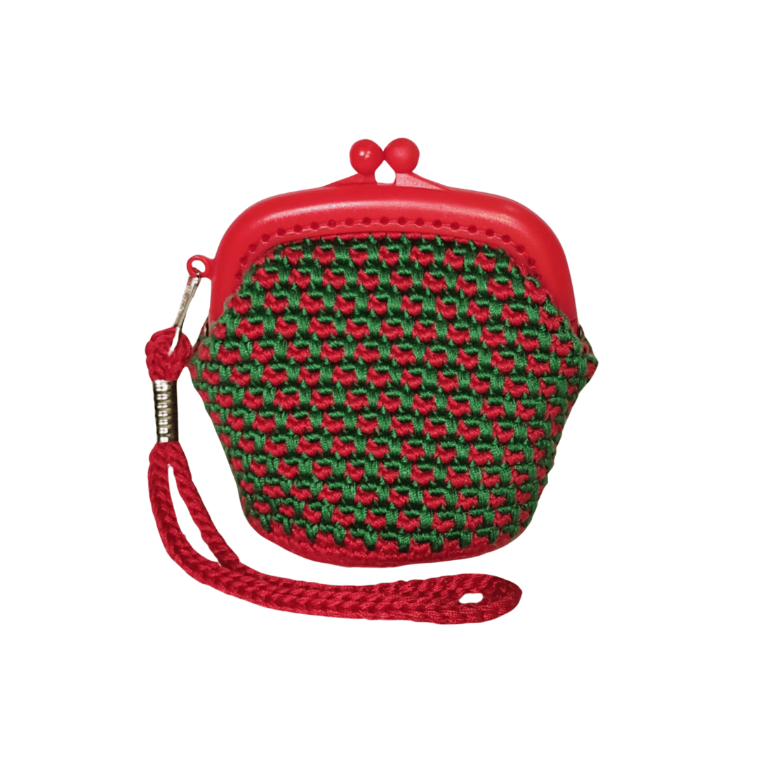 Coin Purse with Plastic Clasp (Christmas Themed) - Red