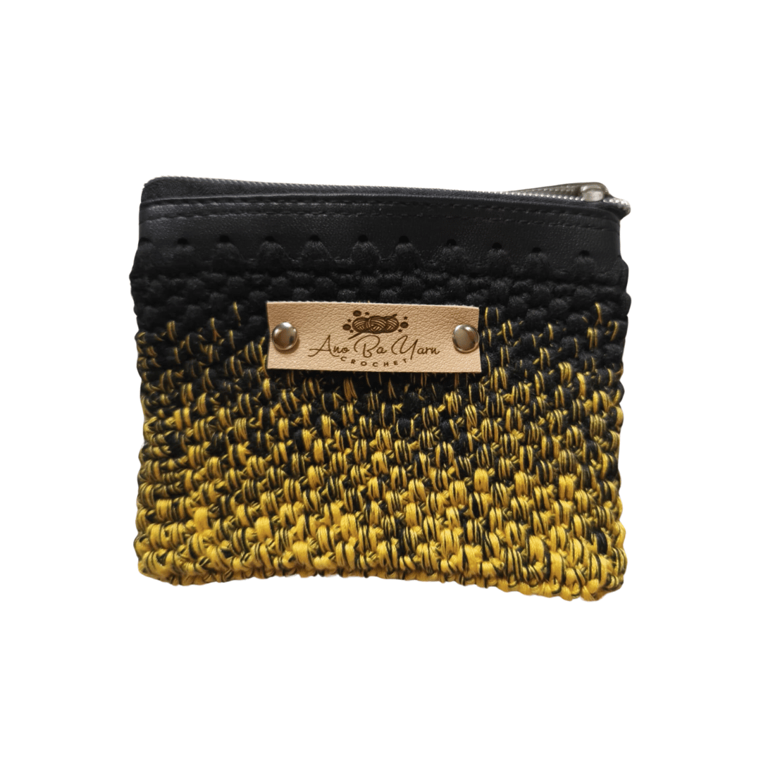 Coin Purse with Zipper - Black Yellow