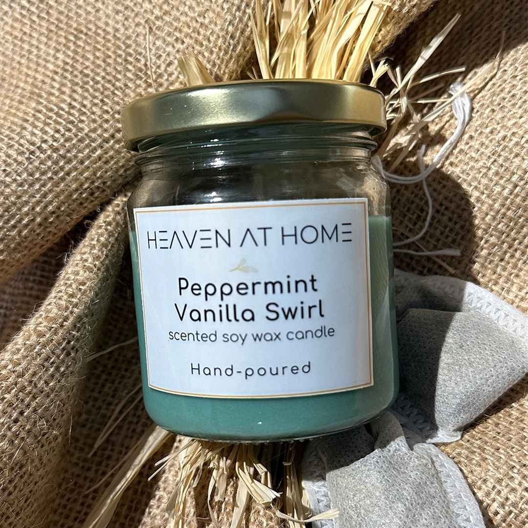 Peppermint Vanilla Swirl - Scented Soy Wax Candle